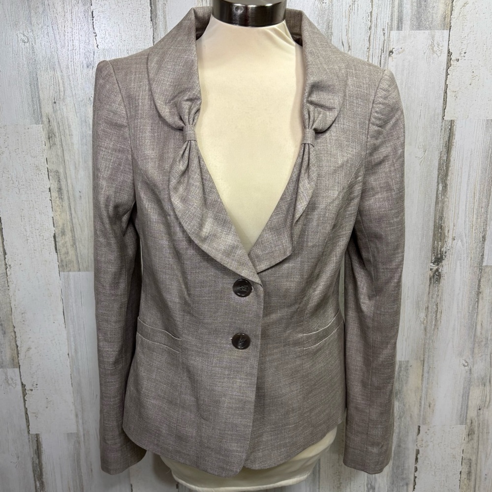The Limited Tan Gathered Collar Blazer